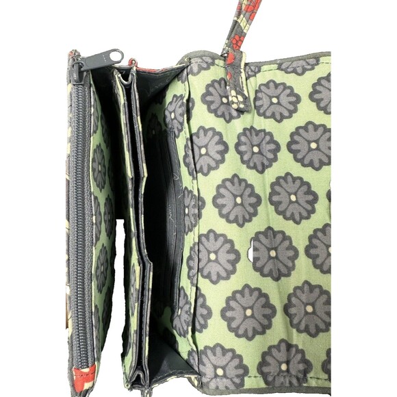 Vera Bradley Quilted Nomadic Gray Orange Green Floral Turn Lock Latch Wallet - Picture 11 of 11